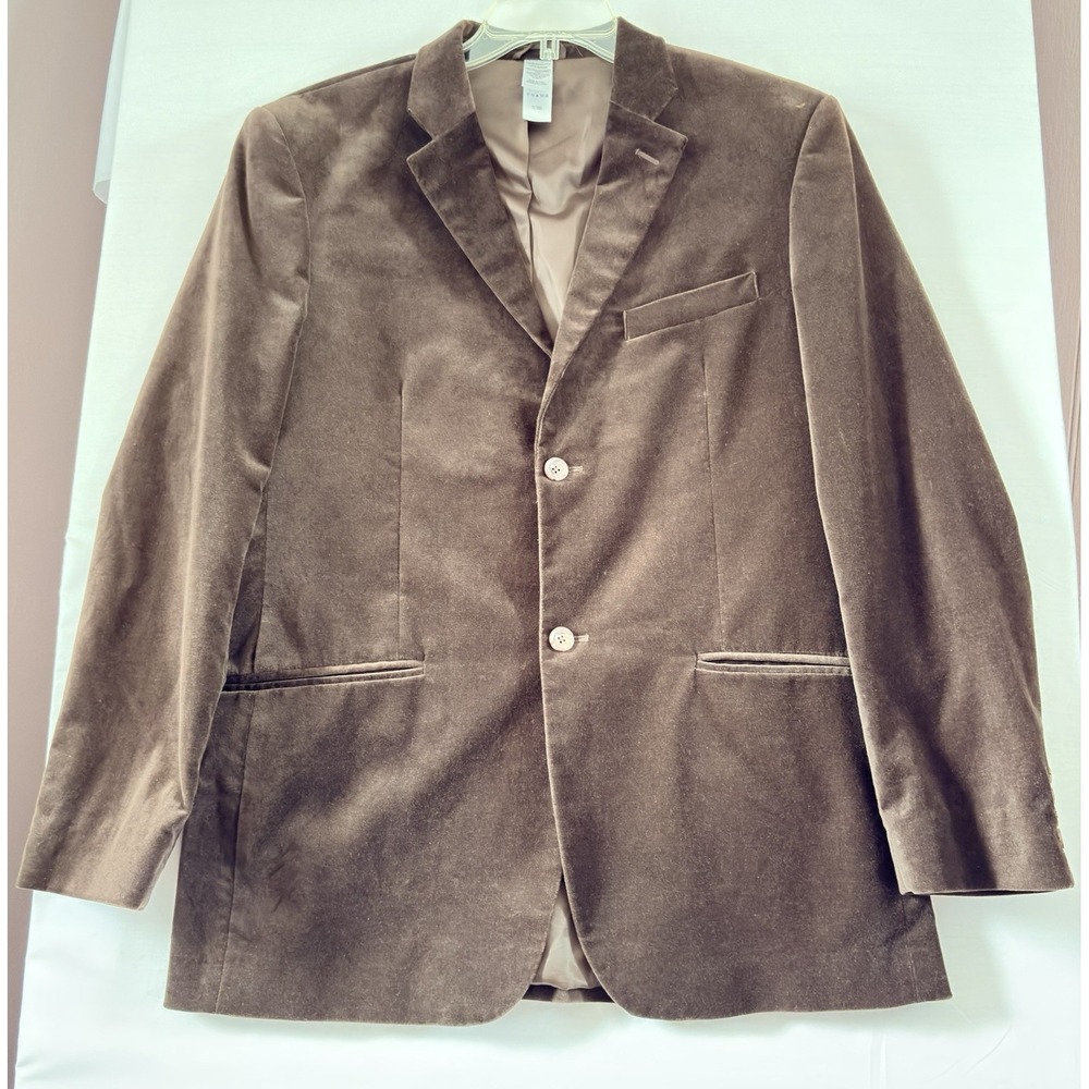 Modern Fit Brown Velvet Blazer Mens Two Button Sport Coat Jacket Size Medium